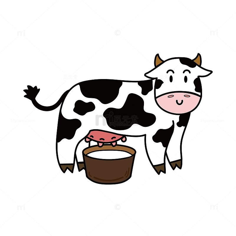 可爱卡通动物插画黑白奶牛
