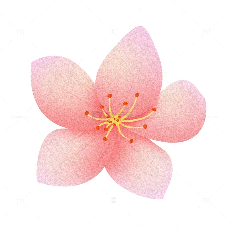 粉色春天手绘机理风花朵元素