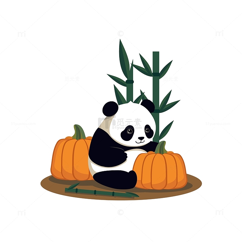 动物大熊猫竹子竹叶竹竿南瓜植物
