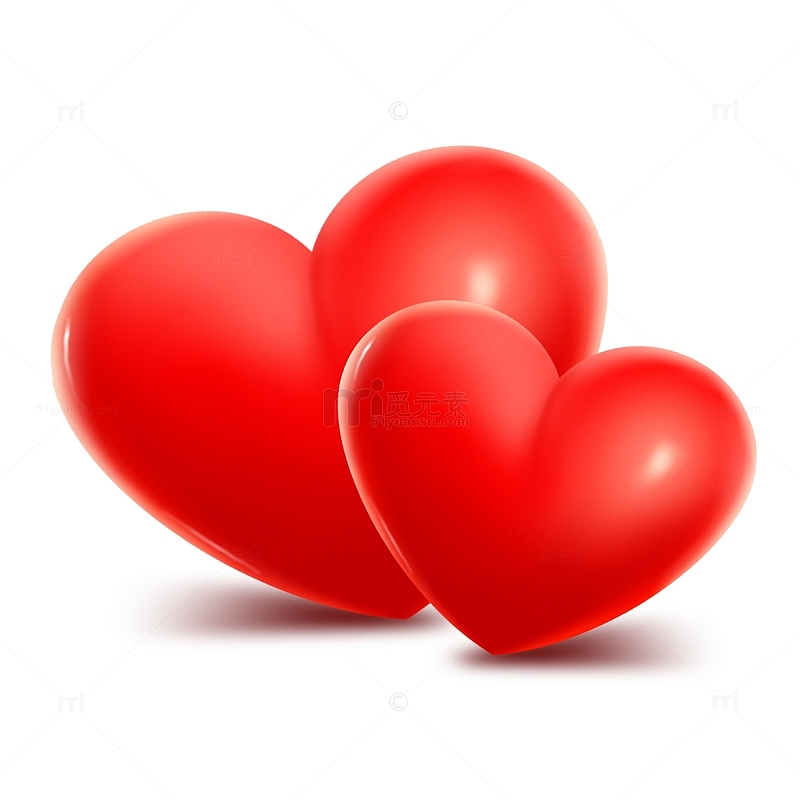 手绘红色浪漫卡通立体爱心气球海报装饰元素