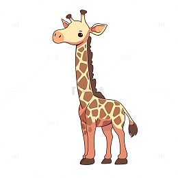 手绘可爱长颈鹿素材