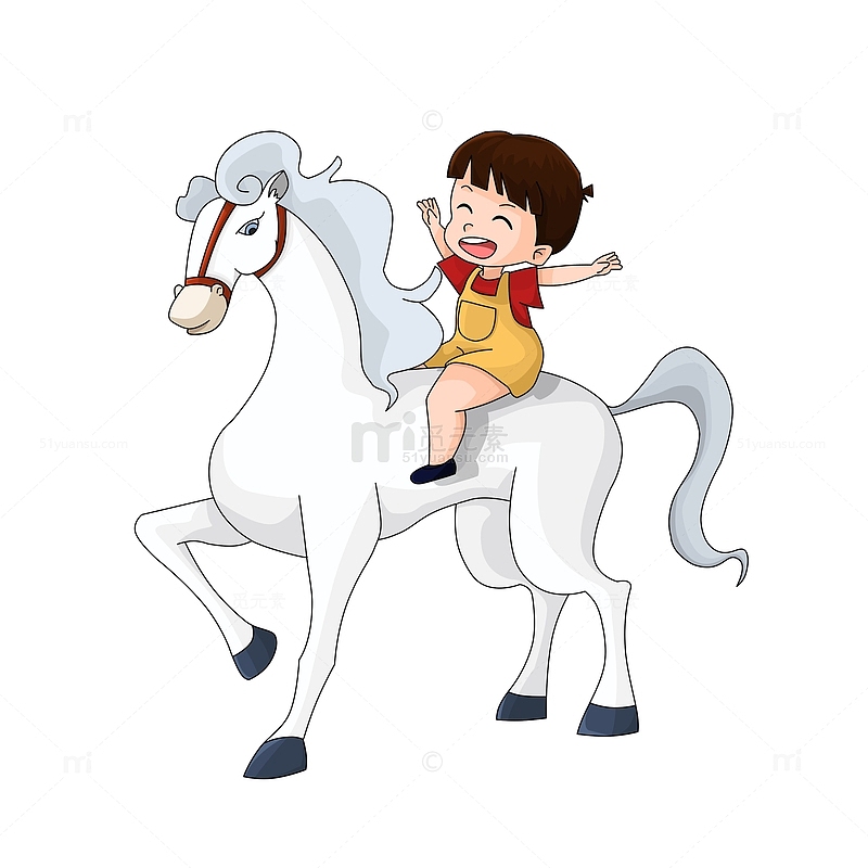 61儿童节骑马玩耍的开心大笑儿童