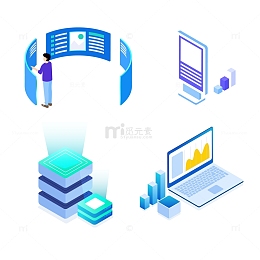 2.5D科技感信息可视化元素插画合集