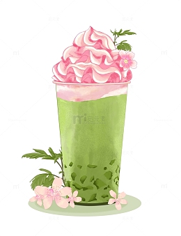 饮品饮料抹茶味奶茶夏天
