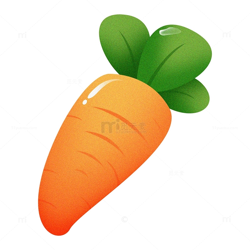 卡通可爱手绘机理风蔬菜水果红萝卜
