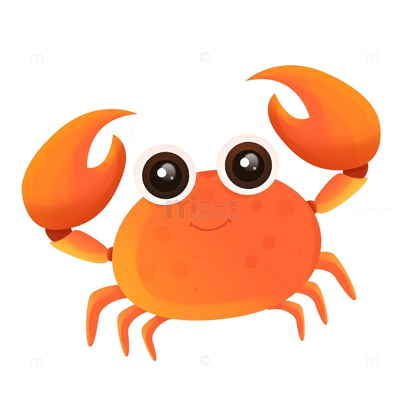 手绘可爱卡通螃蟹元素