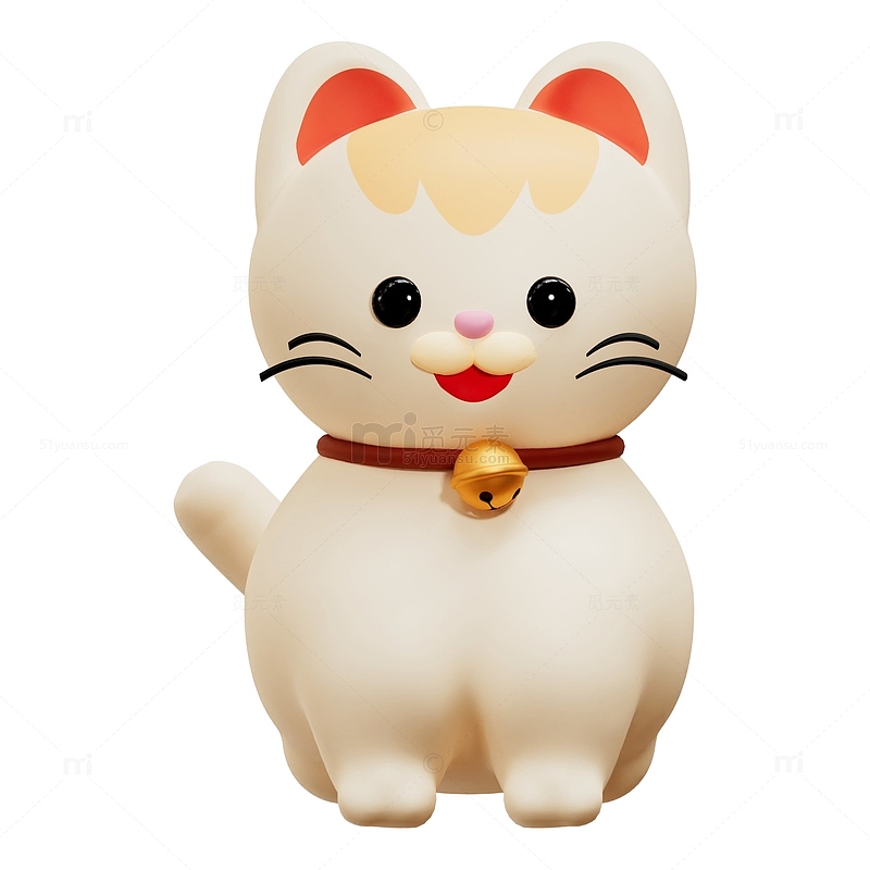 3D卡通戴铃铛的小猫