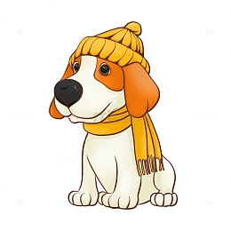 橘色狗狗卡通形象手绘图