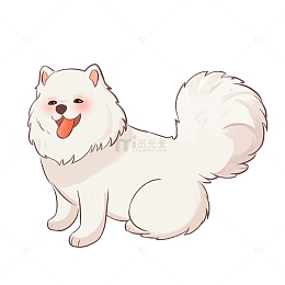 卡通可爱的萨摩犬元素