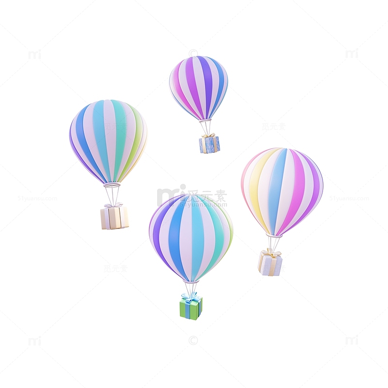 3D立体彩色漂浮热气球礼物礼盒