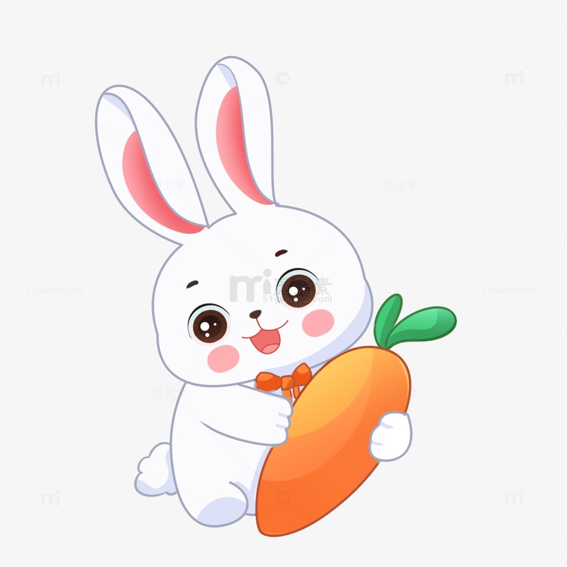 卡通可爱小兔子抱着胡萝卜元素