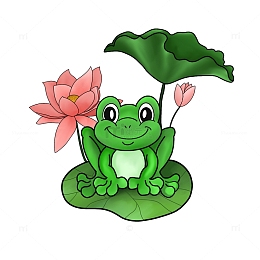 青蛙荷花荷叶手绘元素