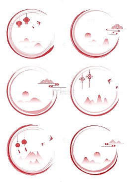 红色中国风传统复古矢量边框