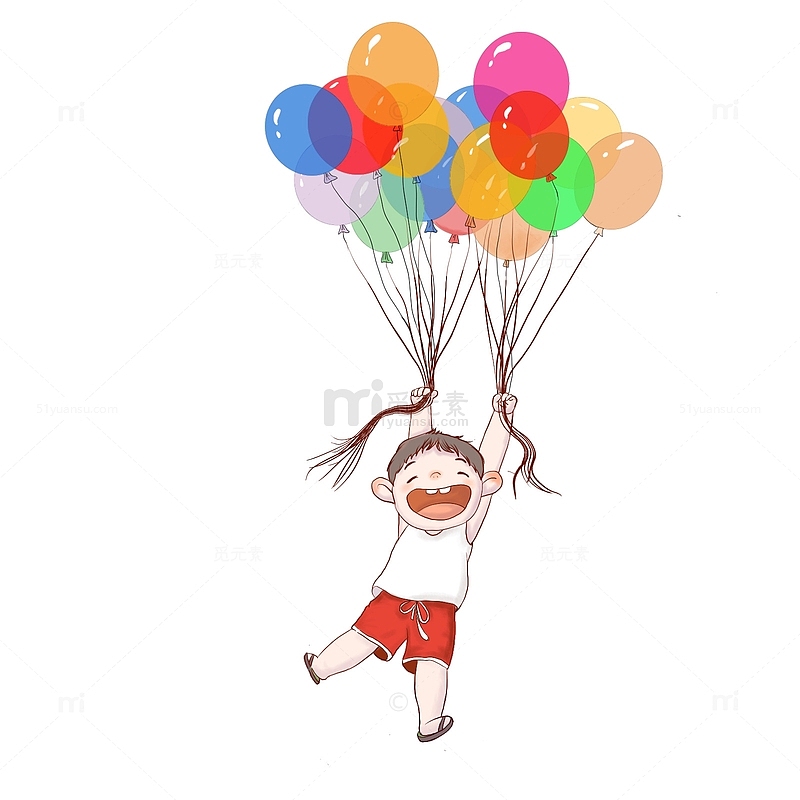 六一儿童节儿童气球开心