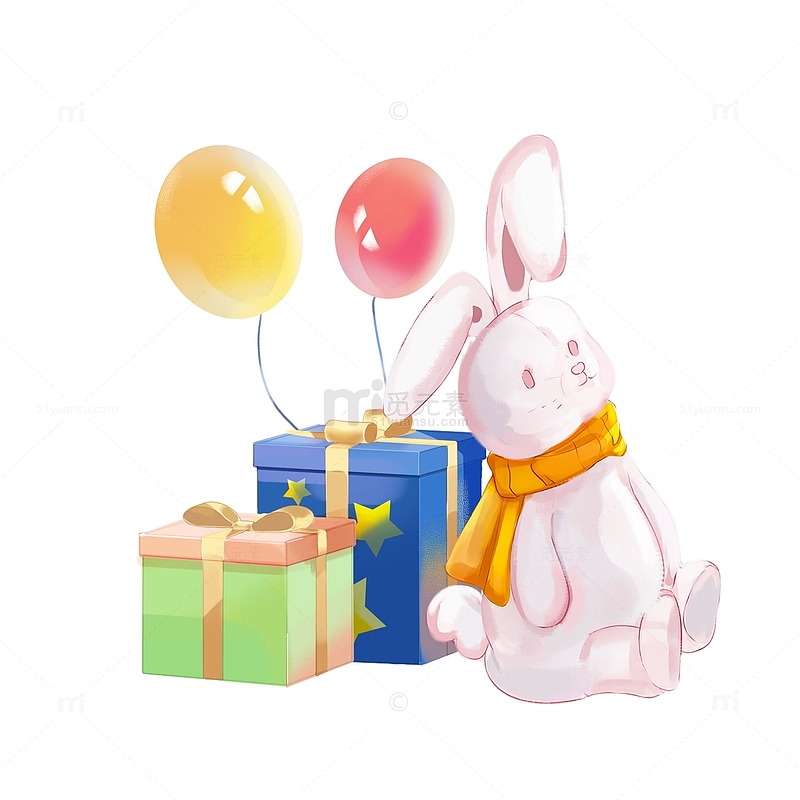 61儿童节礼物气球兔子玩偶礼品盒