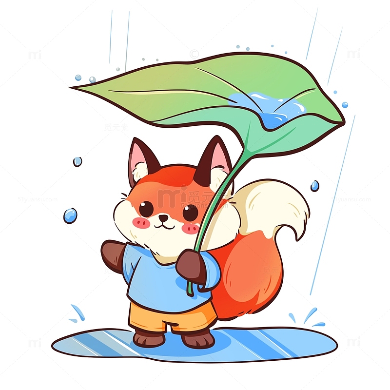 下雨天动物狐狸