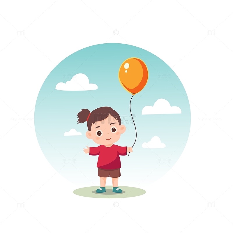 61儿童节小孩气球游玩欢乐人物