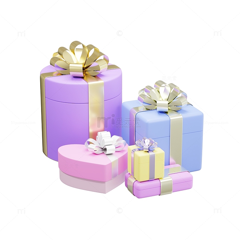 3D立体彩色礼盒礼品礼物堆