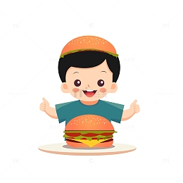 儿童节吃汉堡小男孩美食小孩
