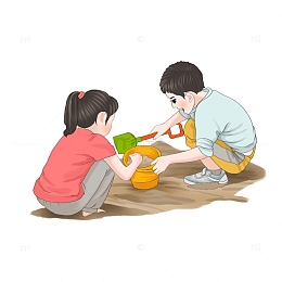 儿童节小朋友玩沙子铲子挖沙子