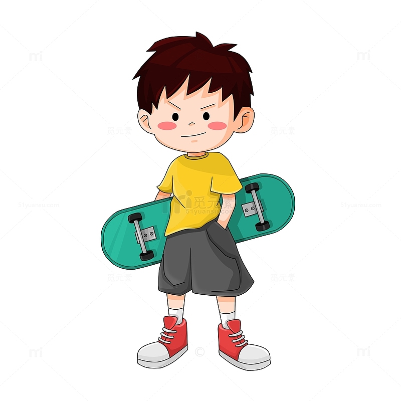 玩滑板的酷帅小孩儿童形象元素