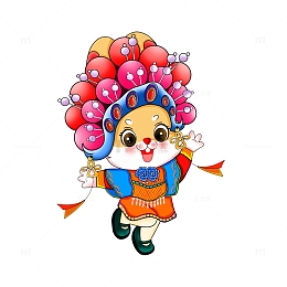 手绘古风中国风卡通国潮小插画