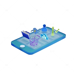 3D立体手机APP立体图标UI信息可视化