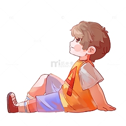 61儿童节儿童坐在地上仰望
