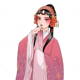戏曲粉红色衣服古装美女