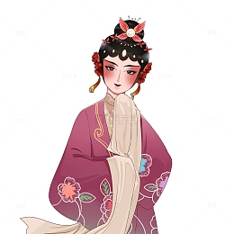 戏曲人物戴花冠古装美女
