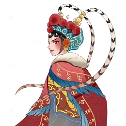戏曲人物红色衣服古装美女