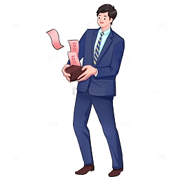 前台经理理财解说金额手绘插图