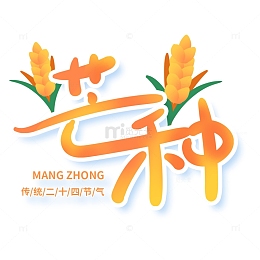 芒种麦子麦田耕种艺术字