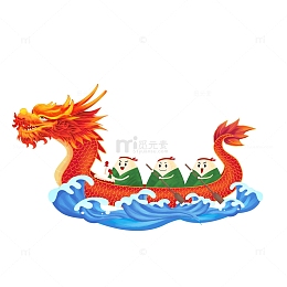 国潮红色端午龙舟