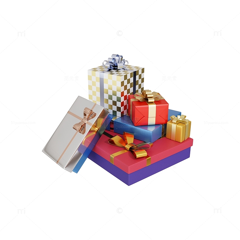 3D堆积的礼品礼物礼盒堆装饰元素