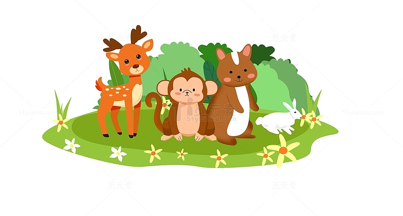 快乐森林可爱动物小鹿小熊小鹿