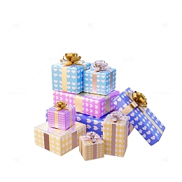 3D彩色礼盒礼品礼物堆
