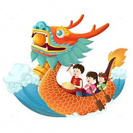手绘端午节划龙舟