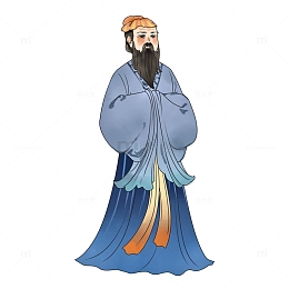 卡通手绘孔子形象古装孔子