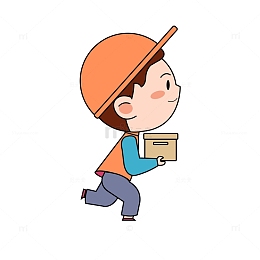 可爱线描风送快递男孩
