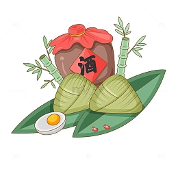 端午粽子酒矢量插画元素