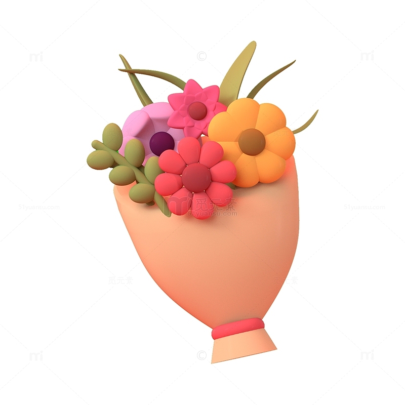 3D鲜花花束装饰