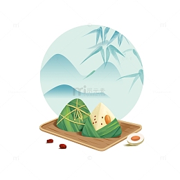 端午粽子场景手绘图