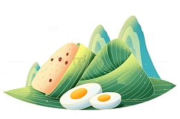 国潮端午节粽子国潮山水元素