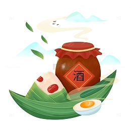 绿色端午节手绘粽子