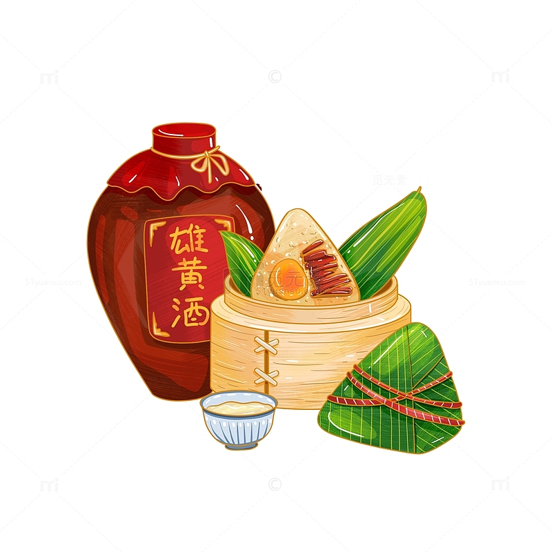 端午节粽子雄黄酒元素