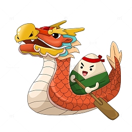 端午划龙舟的卡通粽子