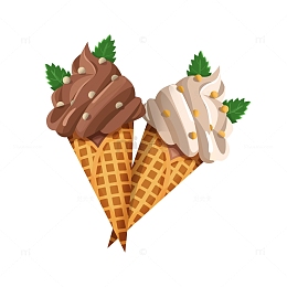 夏日巧克力香草奶油甜筒冰淇淋