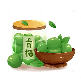 手绘青梅酒叶子装饰元素