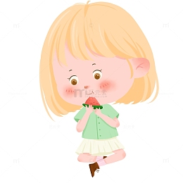 夏至吃西瓜女孩